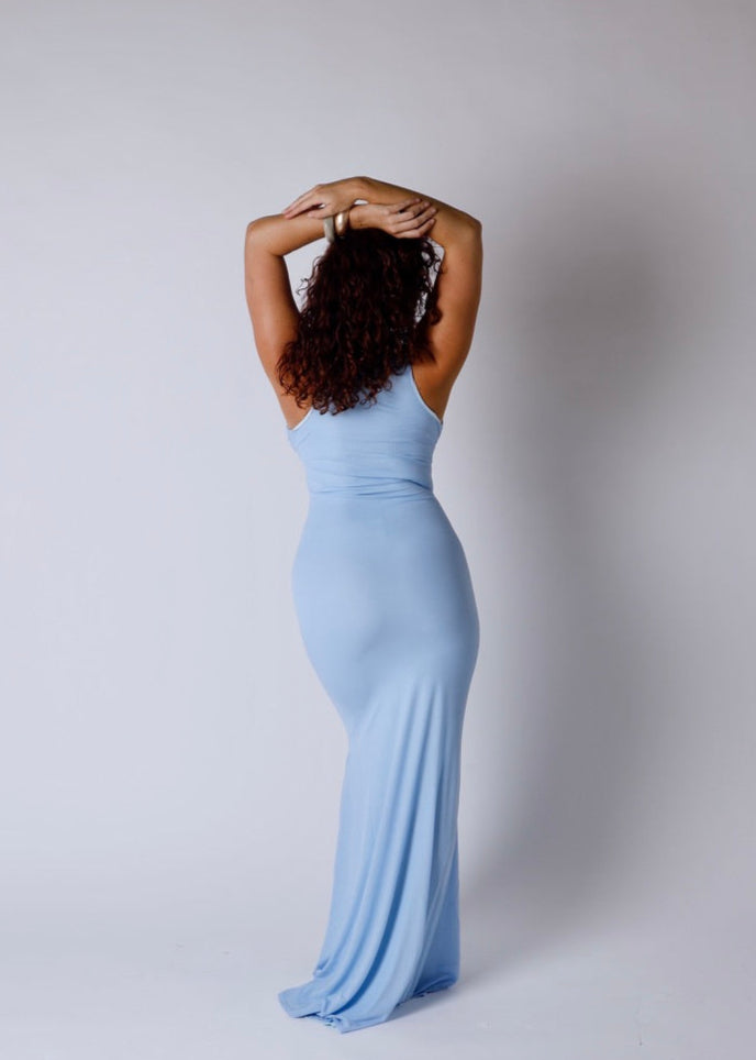 Shell Cup Maxi Dress - 'Petal' | Powder Baby Blue
