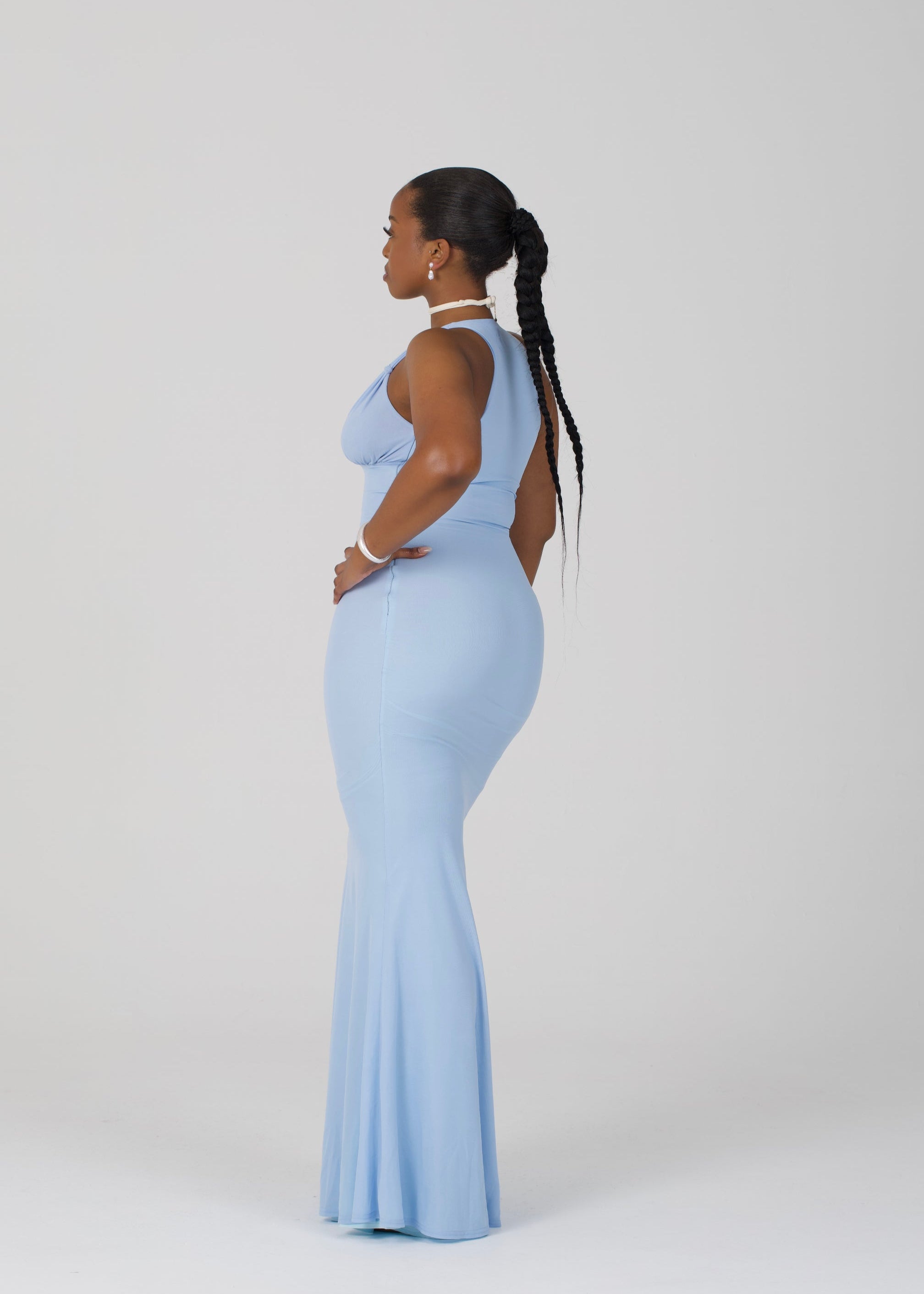 Shell Cup Maxi Dress - 'Petal' | Powder Baby Blue