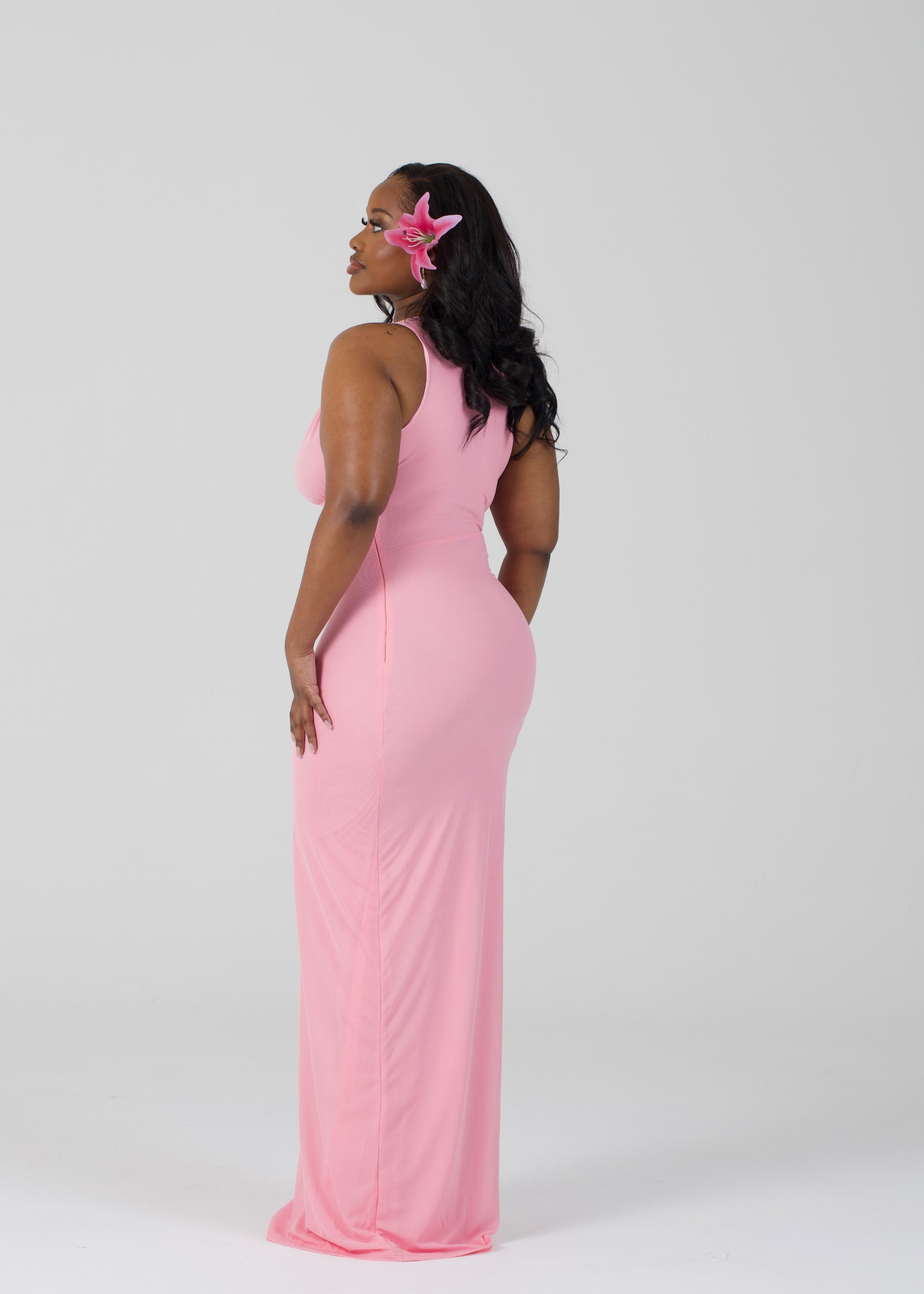 Shell Cup Maxi Dress - 'Camille' | Pink