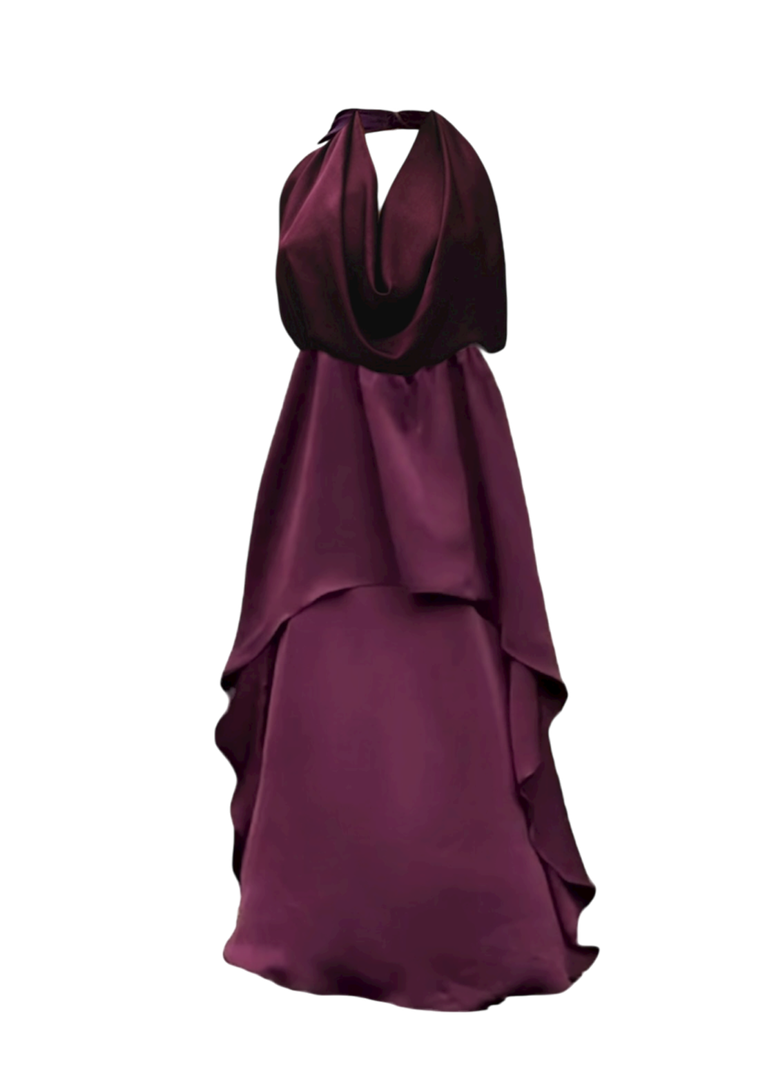 Satin Slip Drape Halter Dress - 'Vivienne' | Purple