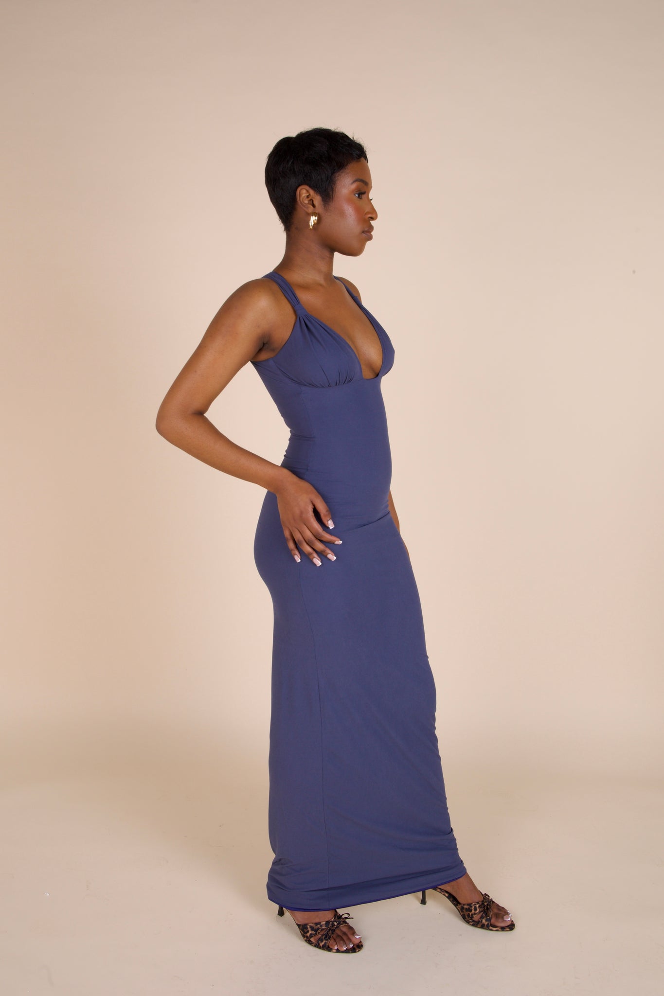 Shell Cup Maxi Dress - 'Marina' | Navy