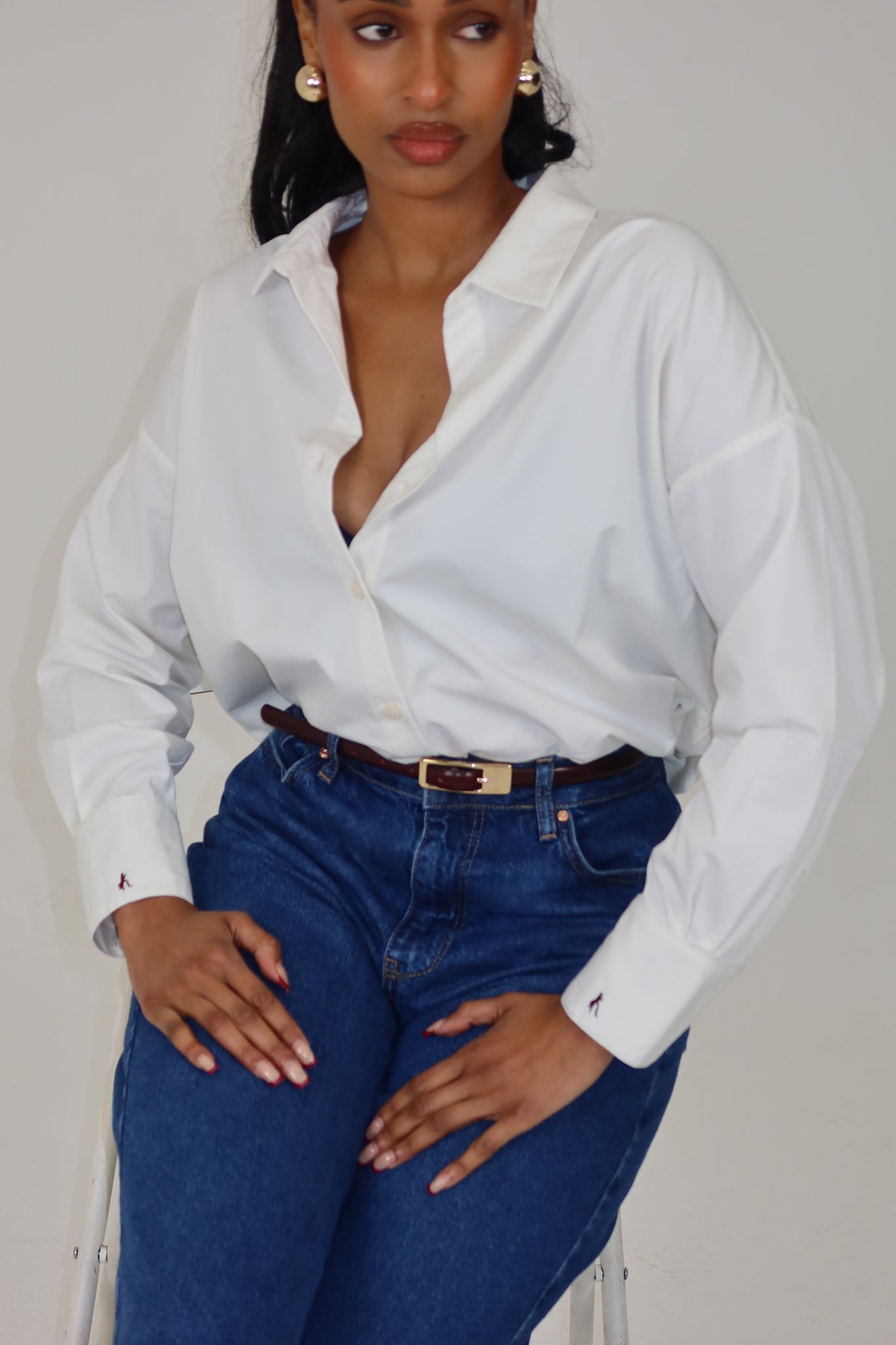 Oxford Cotton Button Up Shirt - ‘Scarlett’  | White