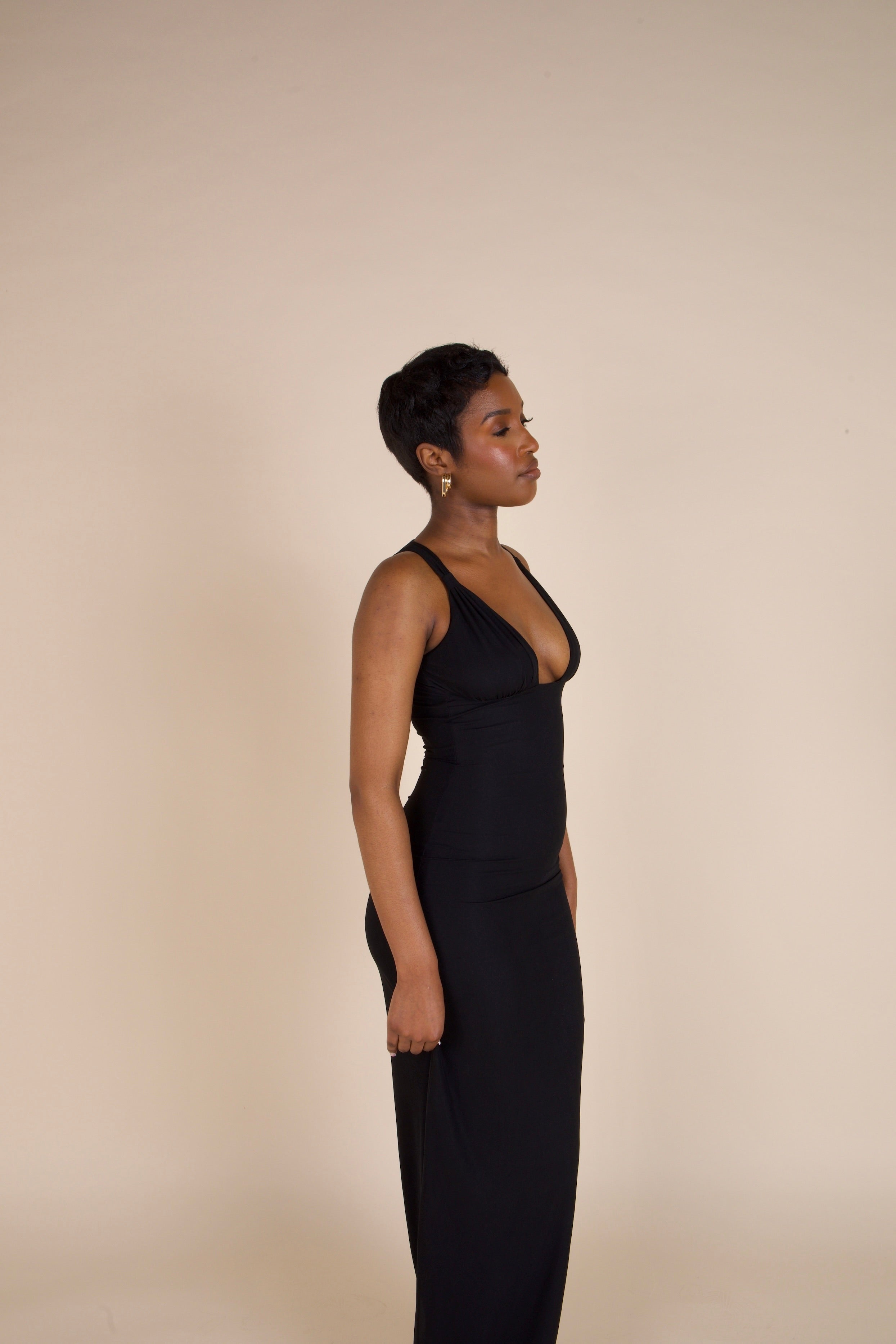 Shell Cup Maxi Dress - 'Adriana' | Black
