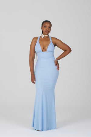 Shell Cup Maxi Dress - 'Petal' | Powder Baby Blue