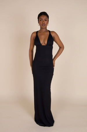 Shell Cup Maxi Dress - 'Adriana' | Black