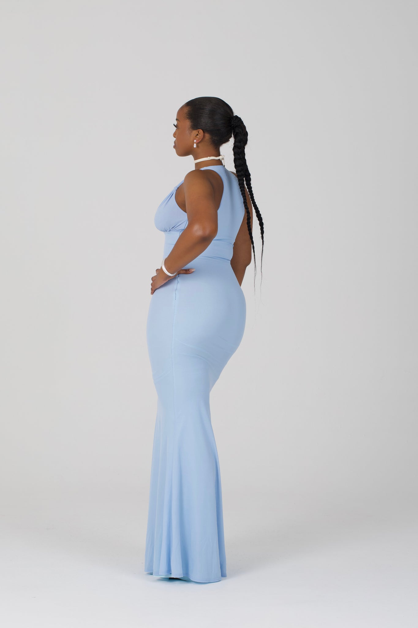 Shell Cup Maxi Dress - 'Petal' | Powder Baby Blue