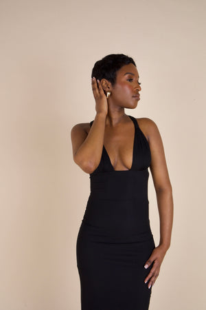 Shell Cup Maxi Dress - 'Adriana' | Black