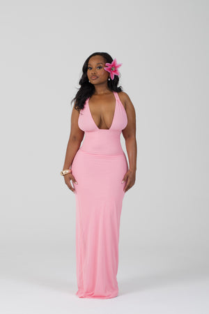 Shell Cup Maxi Dress - 'Camille' | Pink