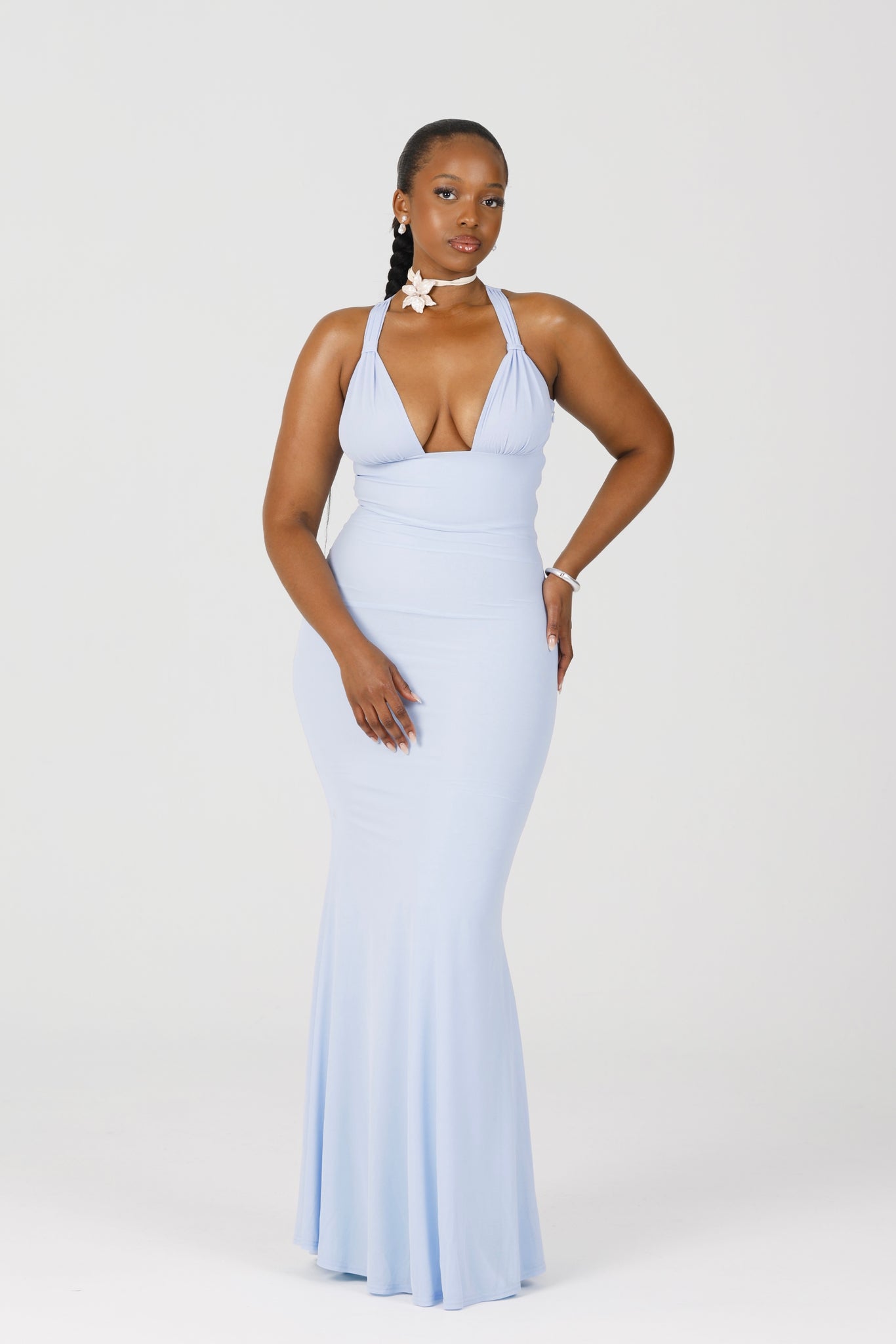 Shell Cup Maxi Dress - 'Petal' | Powder Baby Blue