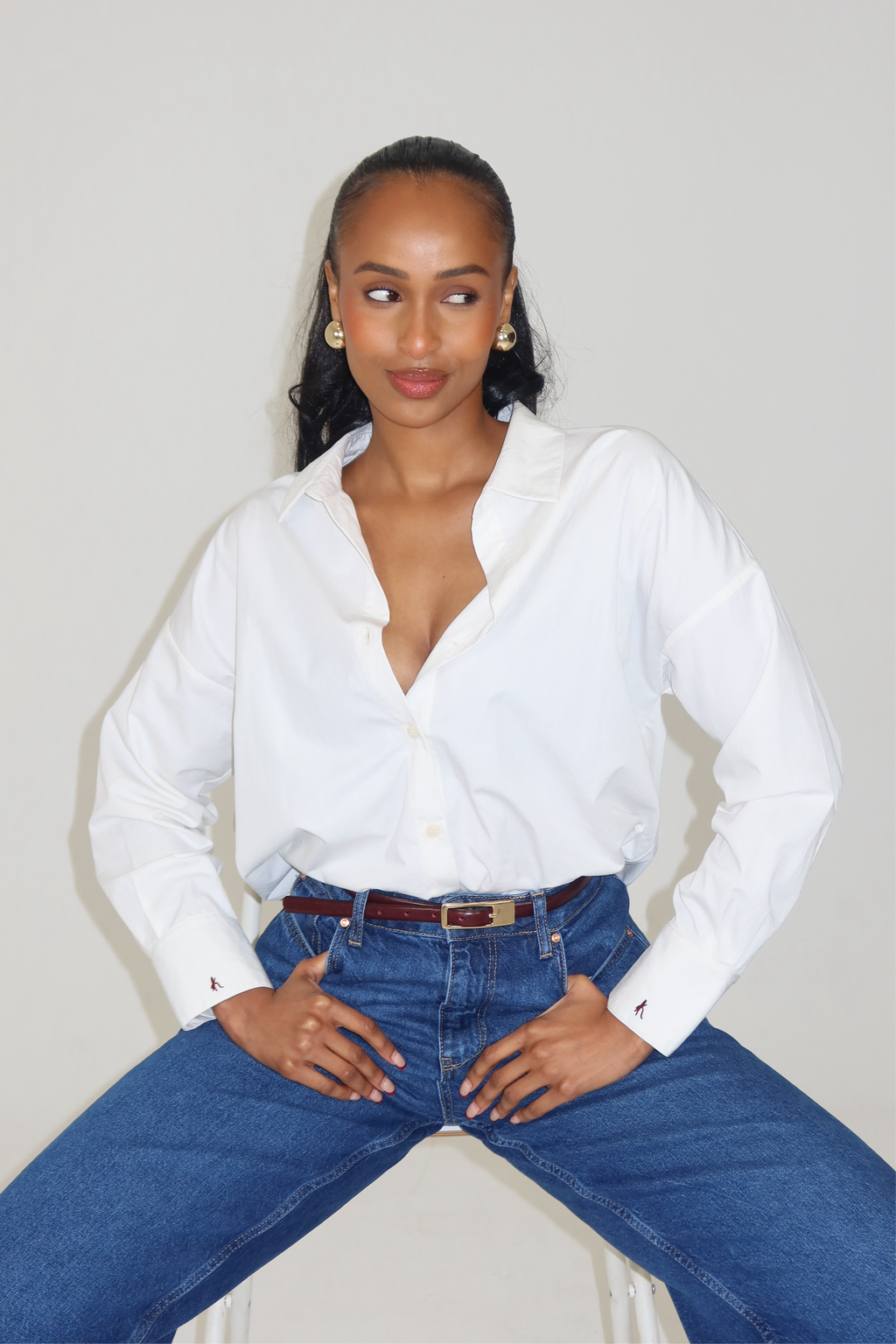 Oxford Cotton Button Up Shirt - ‘Scarlett’  | White
