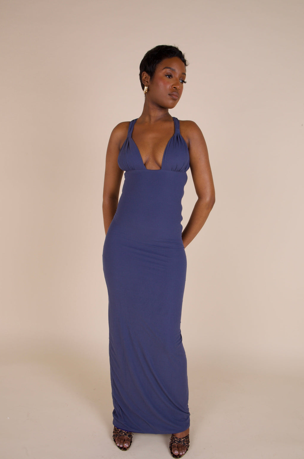Shell Cup Maxi Dress - 'Marina' | Navy