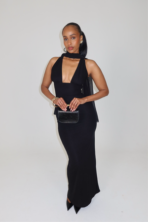 Shell Cup Maxi Dress - 'Adriana' | Black