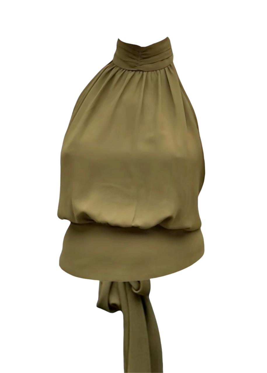 LIMITED EDITION: Chiffon Tieback Halter Top - 'Yuni' | Olive